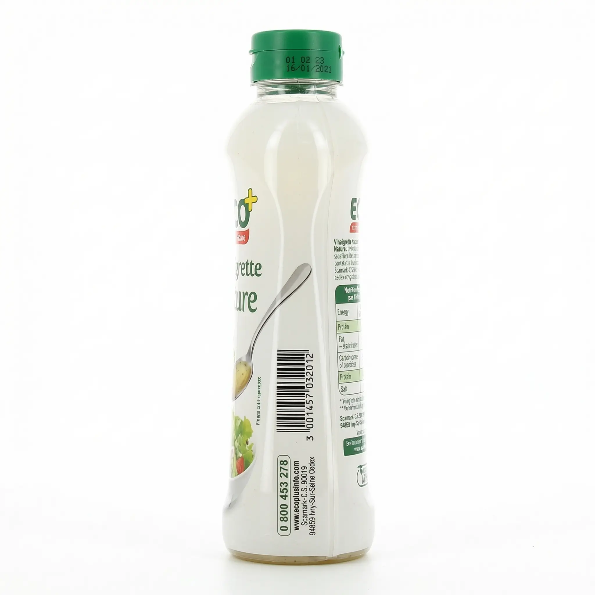 Profil latéral vinaigrette Ecoprix bouteille 1L pratique